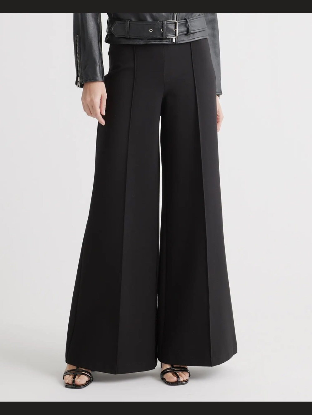 Quince Black Wide-Leg High-Rise Pants